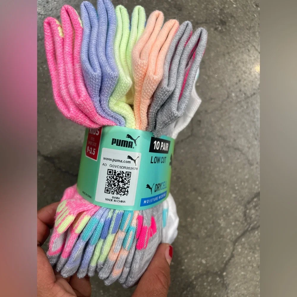 Puma Youth Low Cut Sock, 10 pair Pink/White